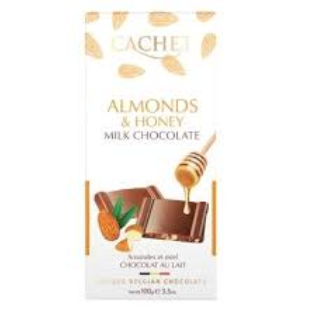 CACHET MILK CHOC WITH ALMONDS & HONEY 100G